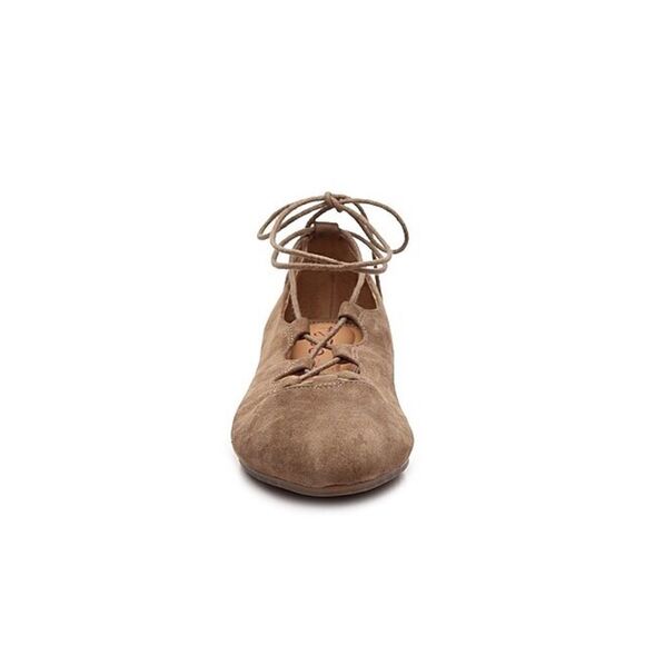 Me Too Amber Lace Up Tan Leather Suede Flats 10 - Picture 5 of 13